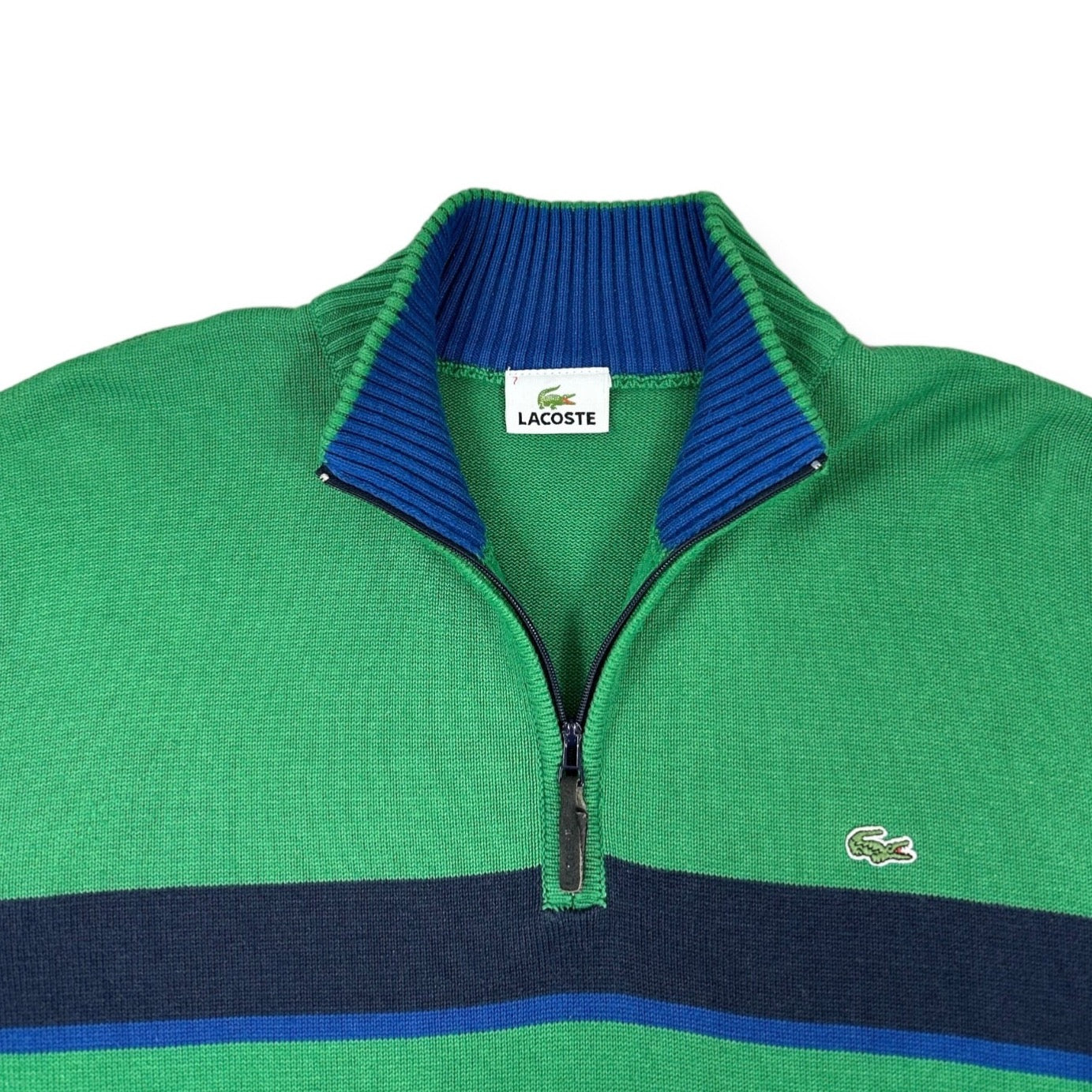 Lacoste Vintage green half zip knit Sweatshirt