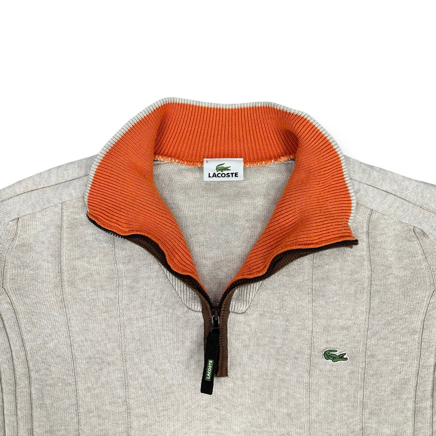 Lacoste Vintage beige half zip knit Sweatshirt