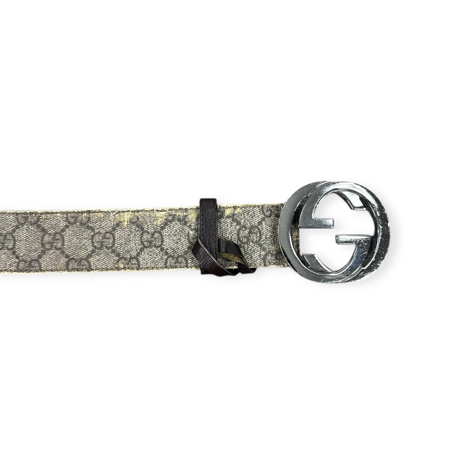 Gucci Vintage beige monogram leather belt