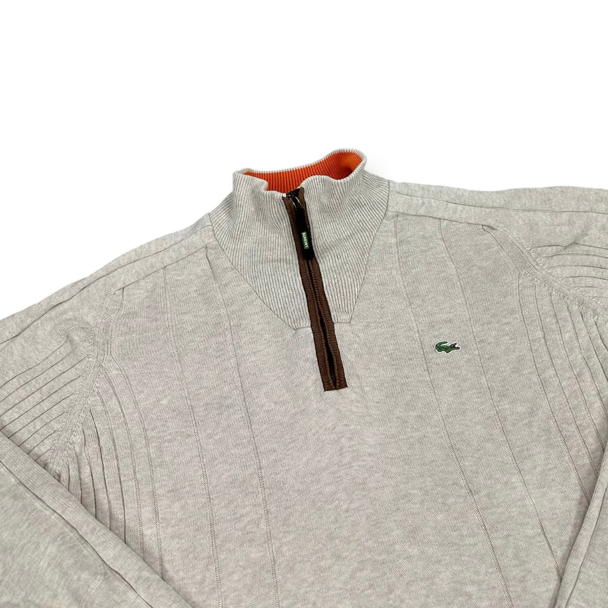 Lacoste Vintage beige half zip knit Sweatshirt