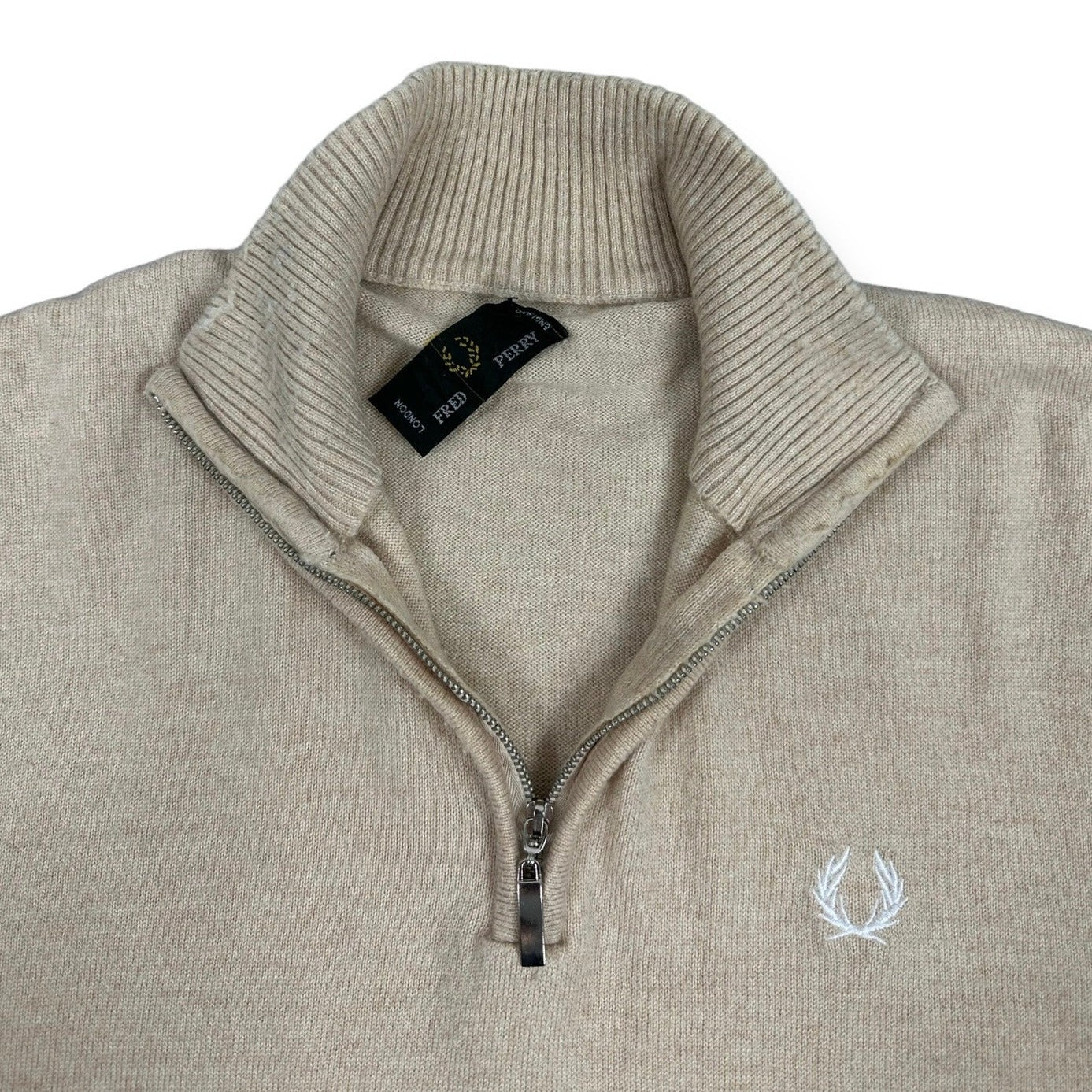 Fred Perry Vintage sand-coloured half zip Sweatshirt