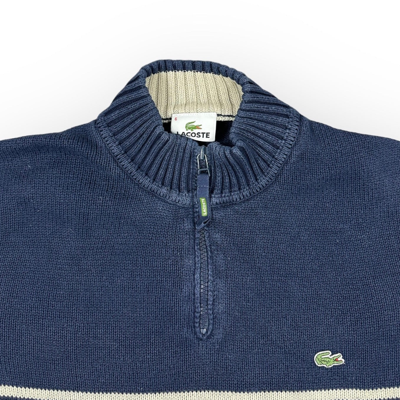 Lacoste Vintage navy blue knit half zip Sweatshirt