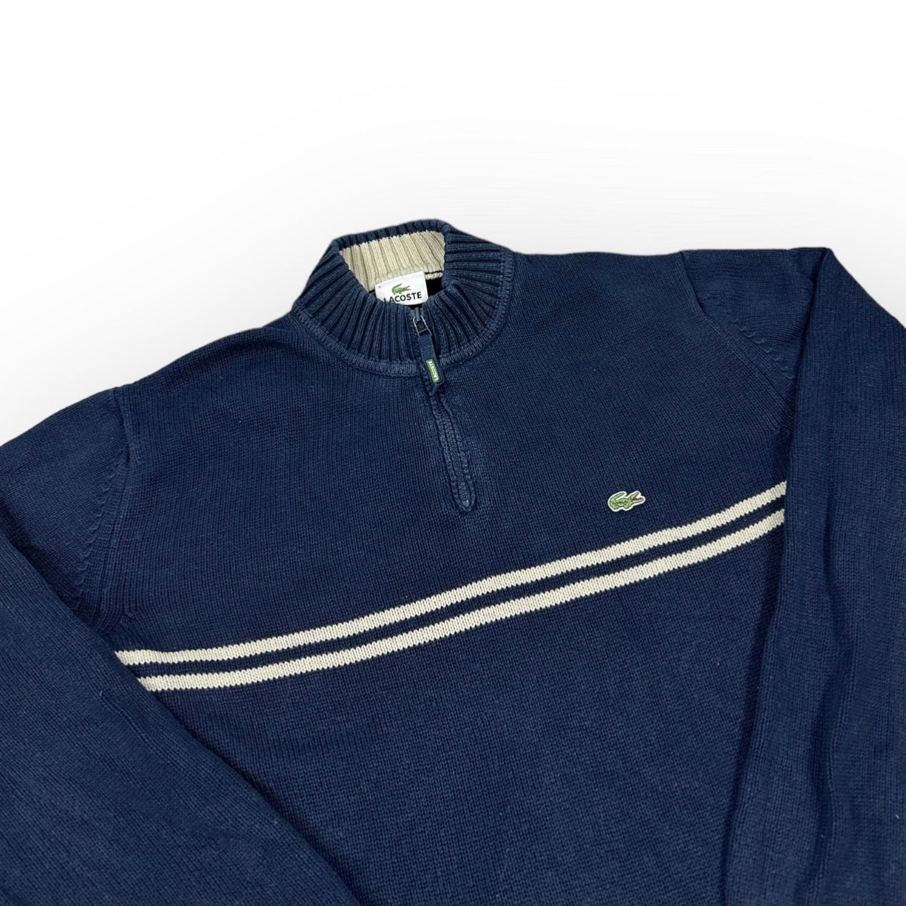 Lacoste Vintage navy blue knit half zip Sweatshirt