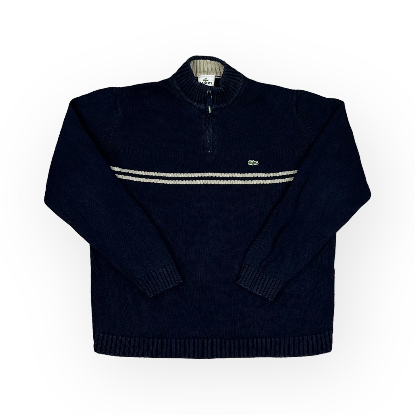 Lacoste Vintage navy blue knit half zip Sweatshirt